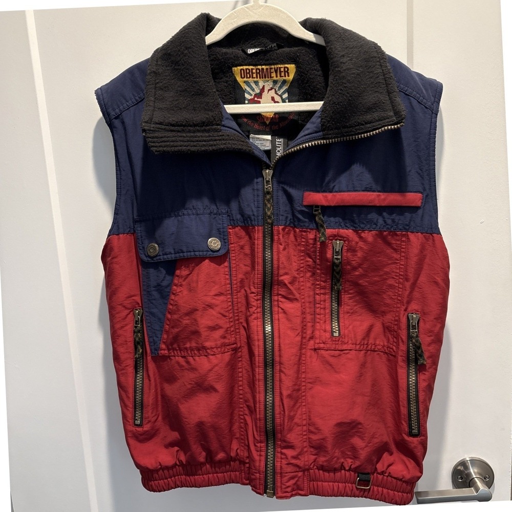 Vintage Obermeyer Vest Men's Small Blue Red Ouray Ski Thermolite 90s Gorp